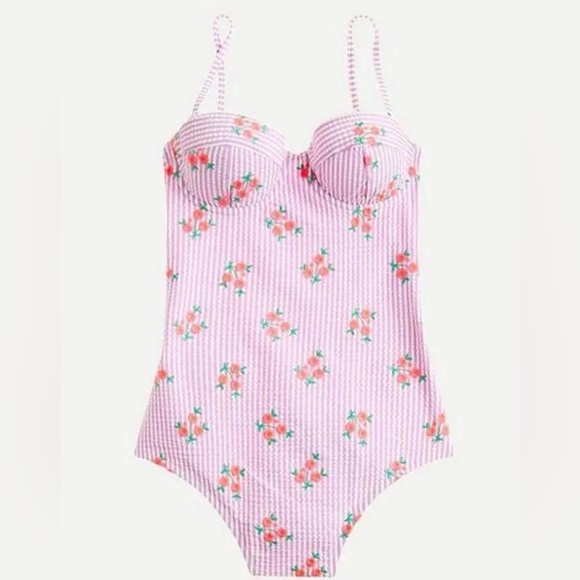 J. Crew Other - 🌸J.Crew Seersucker Floral Underwire One-Piece Swimsuit🌸
